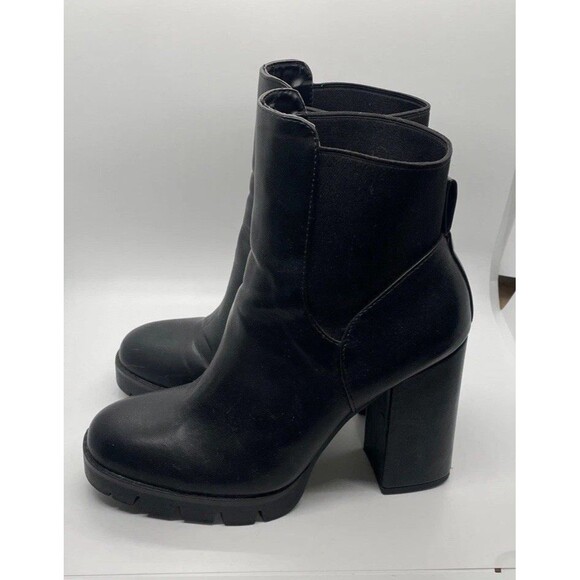 Zara Basic black Slip On platform Ankle Heeled boots EU 39 Women’s Fits 7.5US - Picture 3 of 12